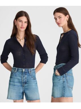 Madewell | Women’s Pleated Low Slung Shorts in Airy Denim New 31 Waist Cut Offs